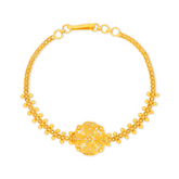 22K Gold Graceful Bracelet with Floral Filigree